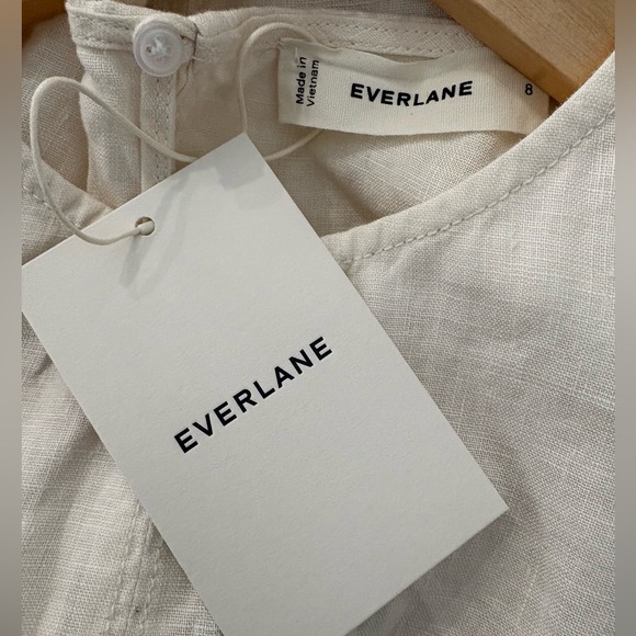 EVERLANE NW The Linen High Neck Tank Sz 8 Natural Minimalist Coastal Earthy - Picture 3 of 10